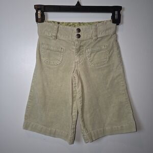 Cherokee Pants Girls Size 4-5 Green Gaucho Capri Fine Corduroy
